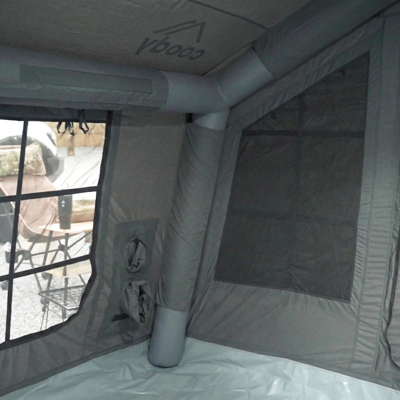 Coody 8.0 Inflatable Tent Gray - Quick Setup 4-Season Camping Tent with Stove Jack