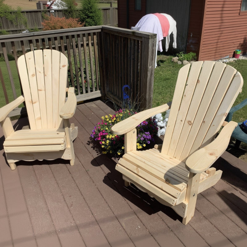 classic adirondack chairs on a patio