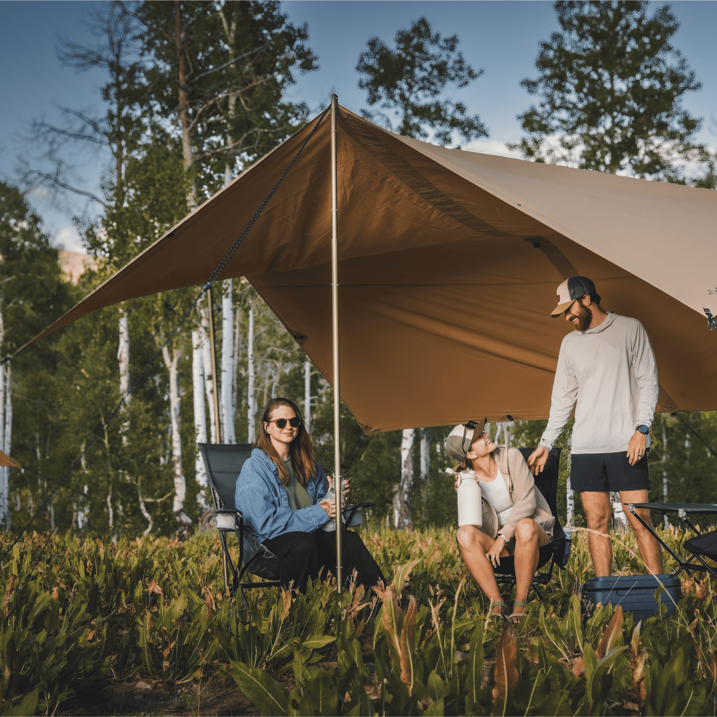 Sunshade Tarp 170 - 13' x 13' Heavy-Duty Canvas Shade for Camping