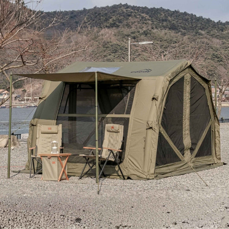 Coody 10.0 PRO Forest Green - Premium Inflatable Canvas Tent for 2–4 Campers