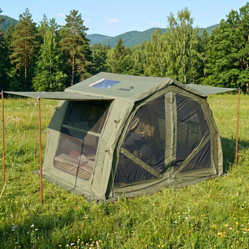 Coody 10.0 PRO Forest Green - Premium Inflatable Canvas Tent for 2–4 Campers