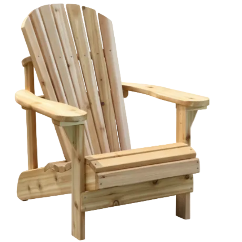 Wooden Adirondack chair on a white background