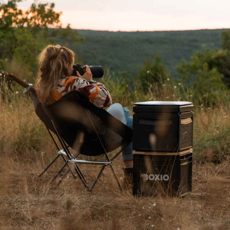 BOXIO CHAIR Set of 4 – Ultralight Aluminum Camping Chairs with Storage Box