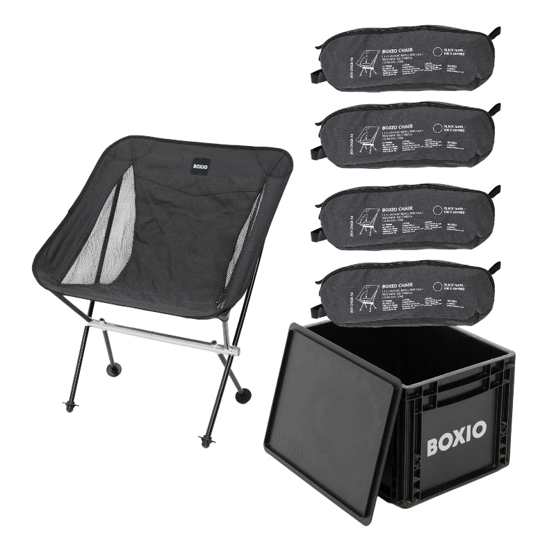 BOXIO CHAIR Set of 4 – Ultralight Aluminum Camping Chairs with Storage Box
