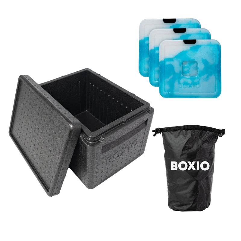 BOXIO COOL PLUS – Passive Cooler Bundle with Cool Packs & Ice Bag | Made in Germany