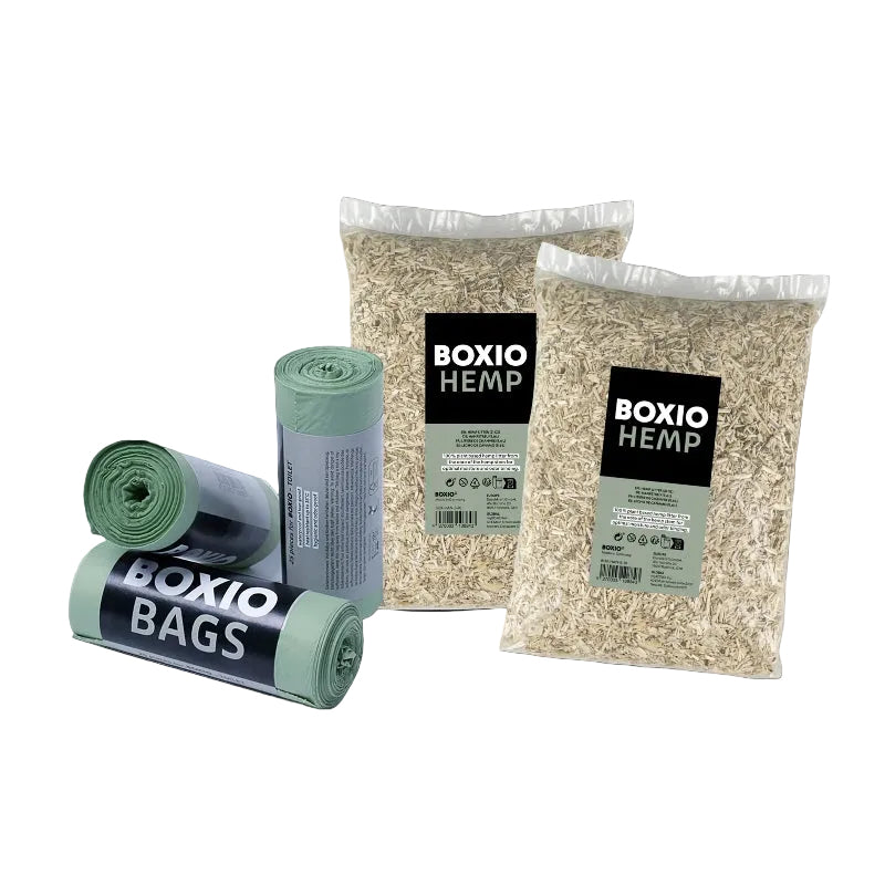 BOXIO TOILET UP Refill Bundle – Compostable Bags & Hemp Litter for Camping Toilet