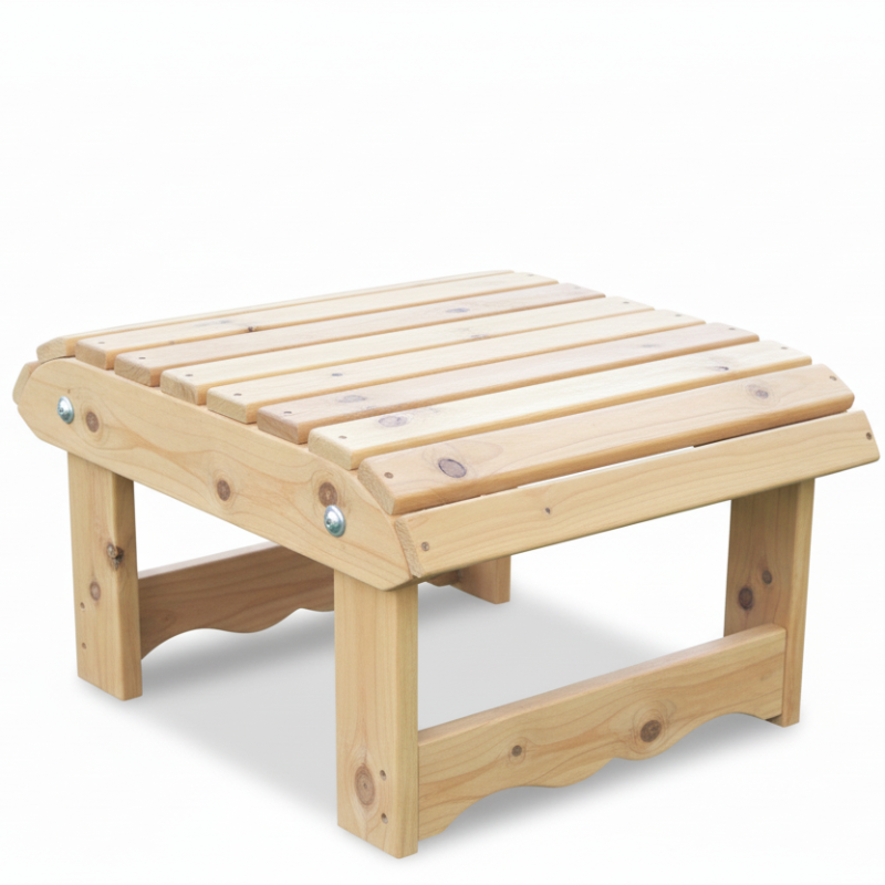 Wooden ottoman on a white background