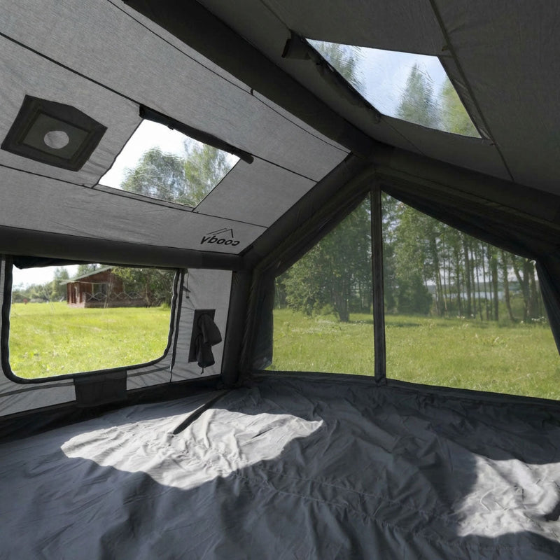 Coody 10.0 inflatable camping tent interior showing spacious cabin-
style design