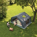 Coody 10.0 gray tent exterior top view with people