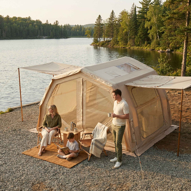 Coody 10.0 PRO Beige - Premium Inflatable Canvas Tent for 2–4 Campers