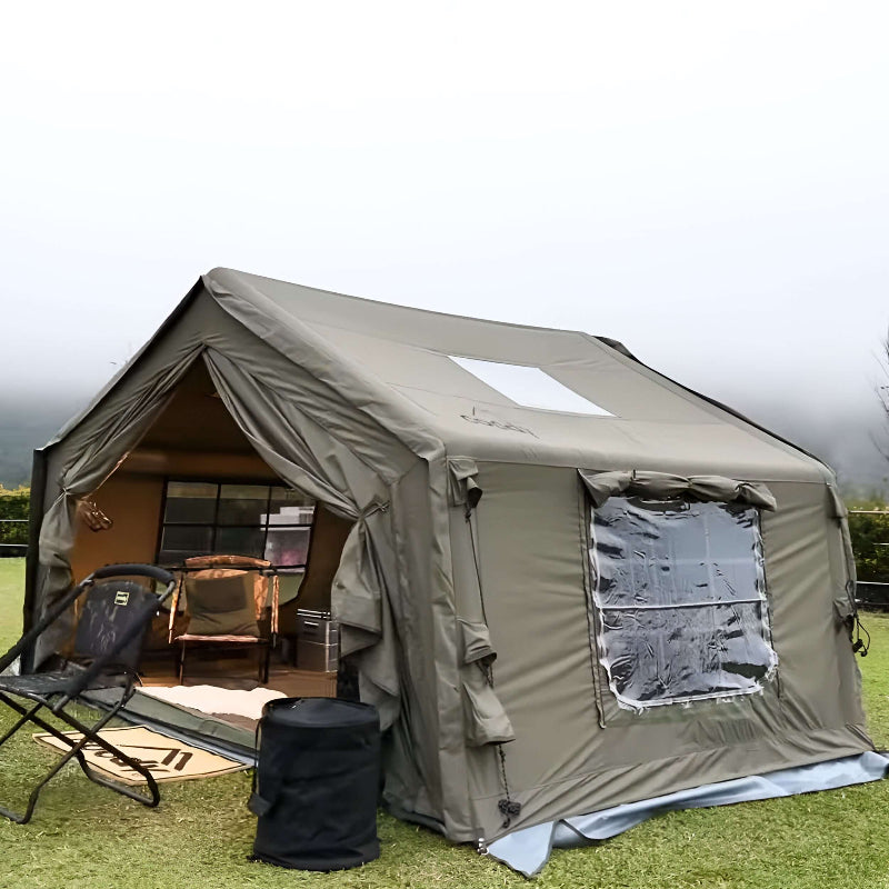 Coody 10.0 Inflatable Tent Forest Green - Quick Setup 4-Season Camping Tent with Stove Jack