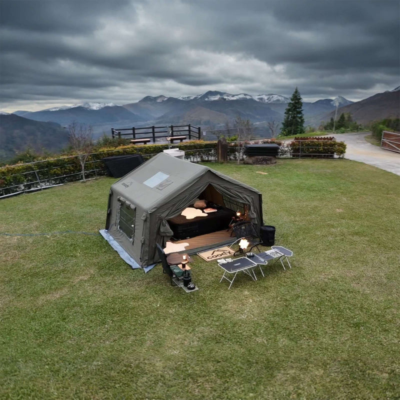 Coody 10.0 Inflatable Tent Forest Green - Quick Setup 4-Season Camping Tent with Stove Jack