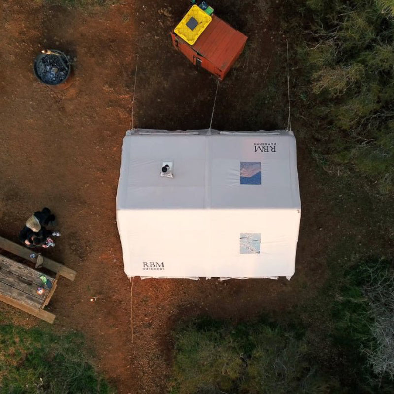 Coody 13.6 Air Tent in beige, aerial view
