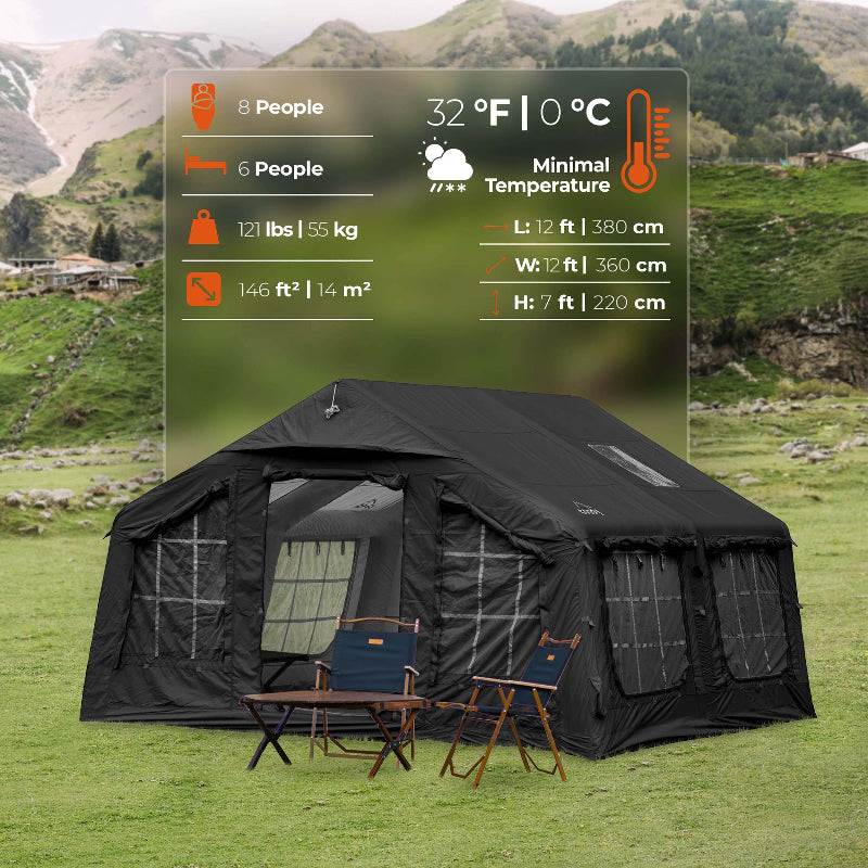 Coody 13.6 inflatable tent, spacious enough for groups of up to 2-6 people
