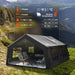 Coody 17.2 Koala 7 Black Inflatable Camping Tent with specifications and furniture in mountainous setting.
