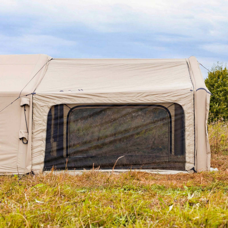 Coody AirTarp Inflatable Canopy attachment in beige side view.