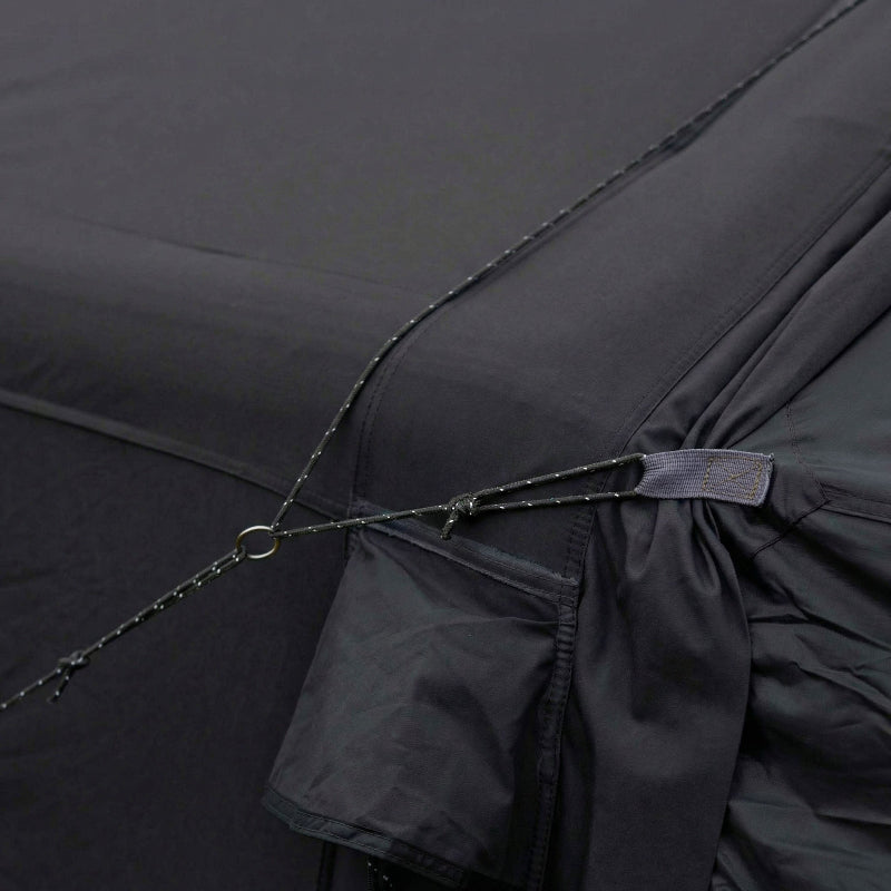 Coody AirTarp Inflatable Canopy in black closeup of guy line.