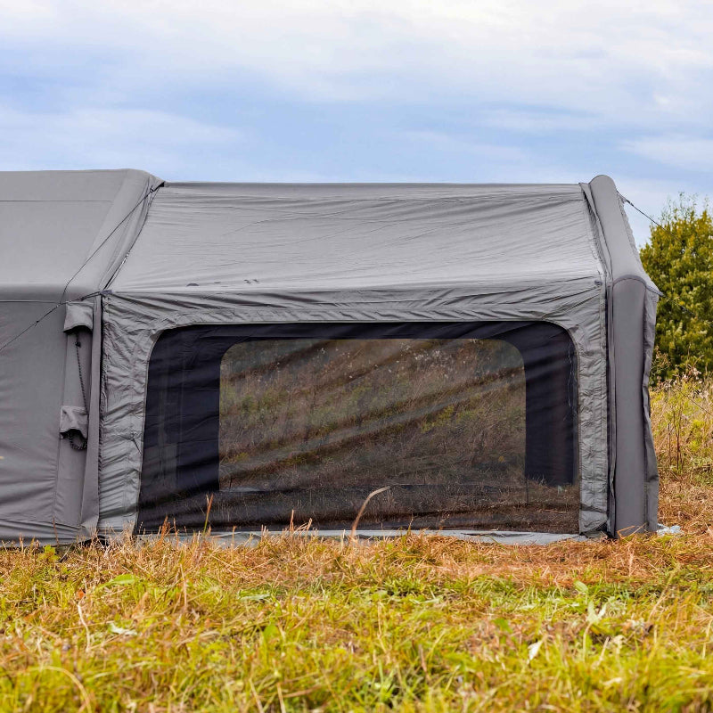 Coody AirTarp Inflatable Canopy attachment in gray side view.