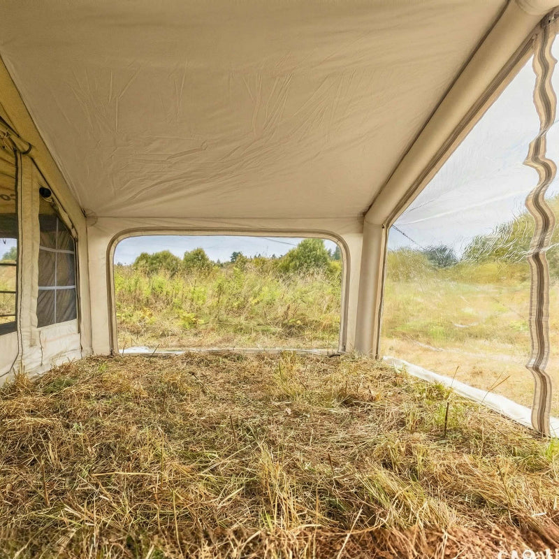 Coody AirTarp beige inflatable canopy interior view.