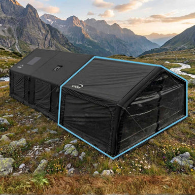 Coody AirTarp Inflatable Canopy in black exterior view in field.