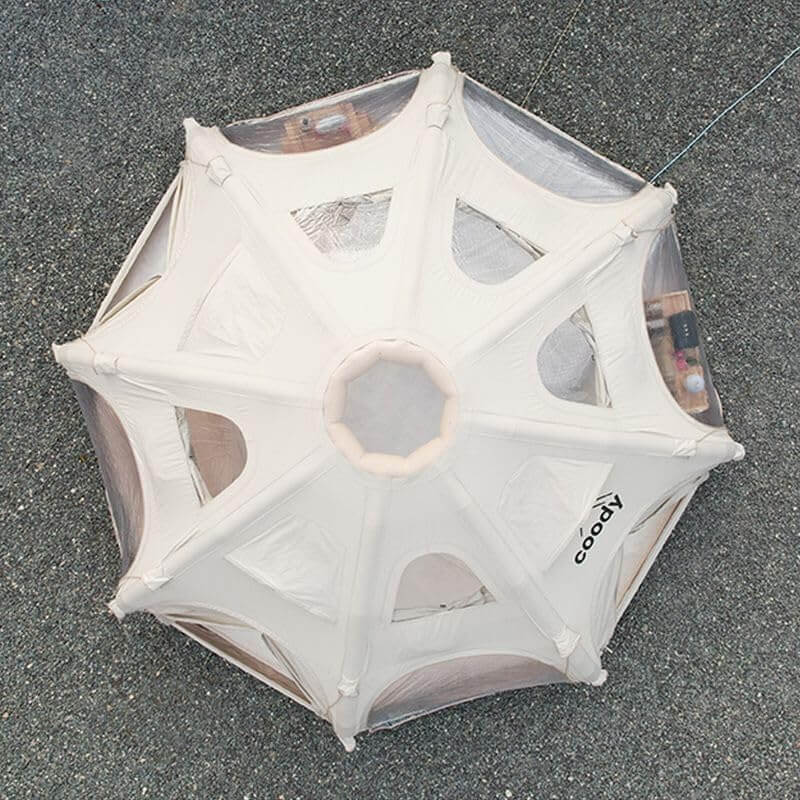 Coody Aurora Dome Inflatable Tent in beige top view