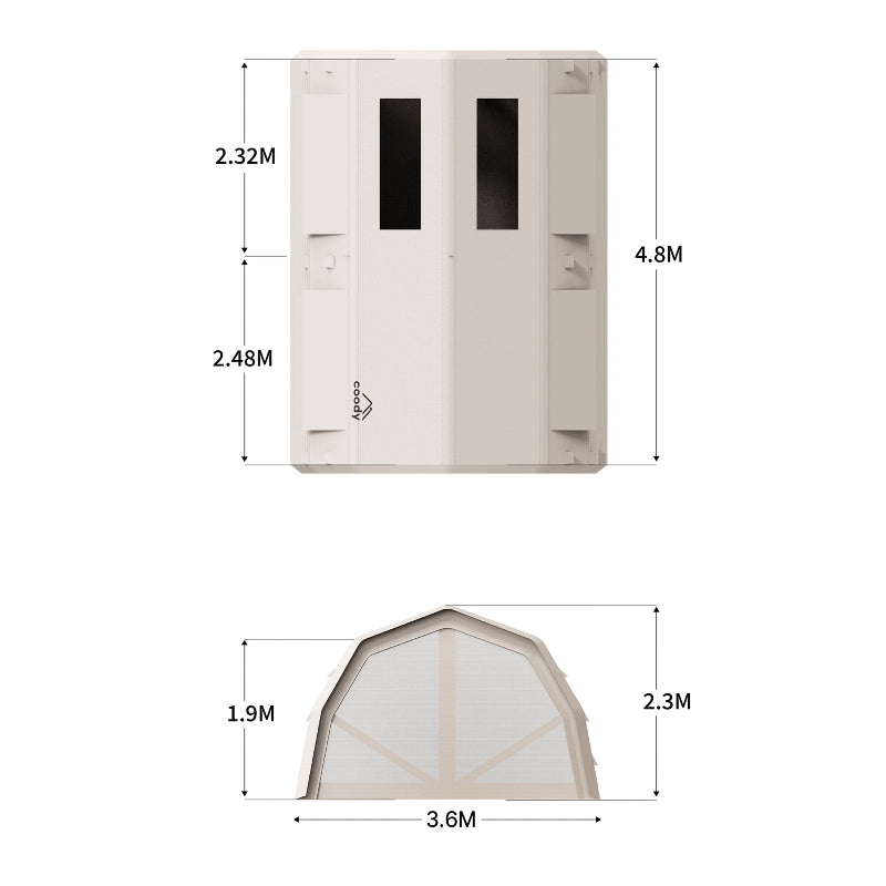 Coody Familia 17.2 Pro beige premium air tent dimensions. 