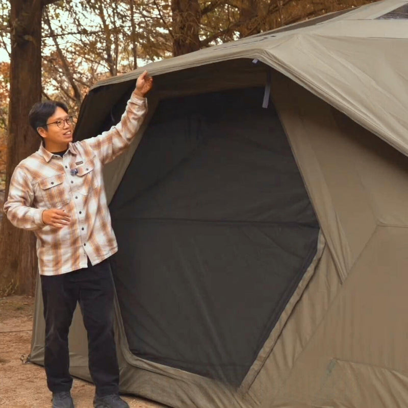 Coody Hub Pro Forest Green - Inflatable Tent for Camping one of two oversized hexagonal side windows