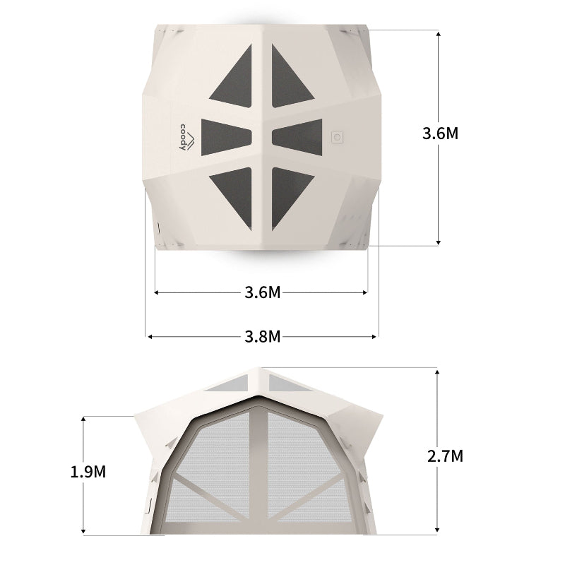 Coody Hub Pro Forest Green Inflatable Tent specifications, blends enclosure with openness