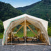 Coody Hub Shelter Pro beige inflatable hub exterior view with dimensions.