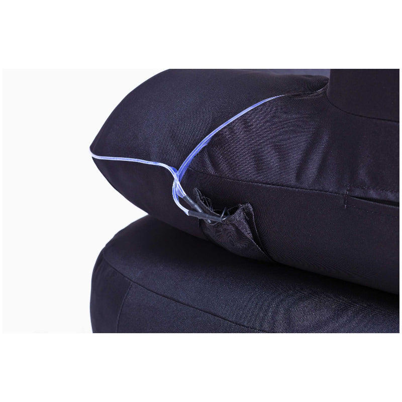 Coody inflatable camping couch in black, with built-in LED lighting.