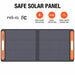 Jackery SolarSaga 100W Solar Panel describing over power protection, surge protection and short circuit protection