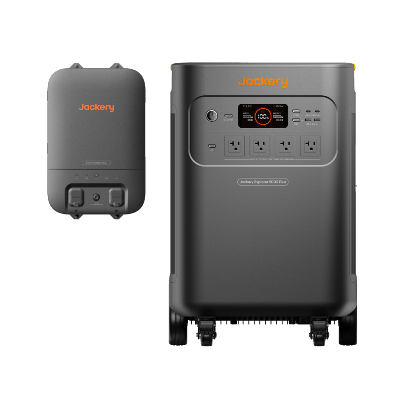 Jackery Explorer 5000 Plus Series modular expandable solar generator system with Smart Transfer Switch