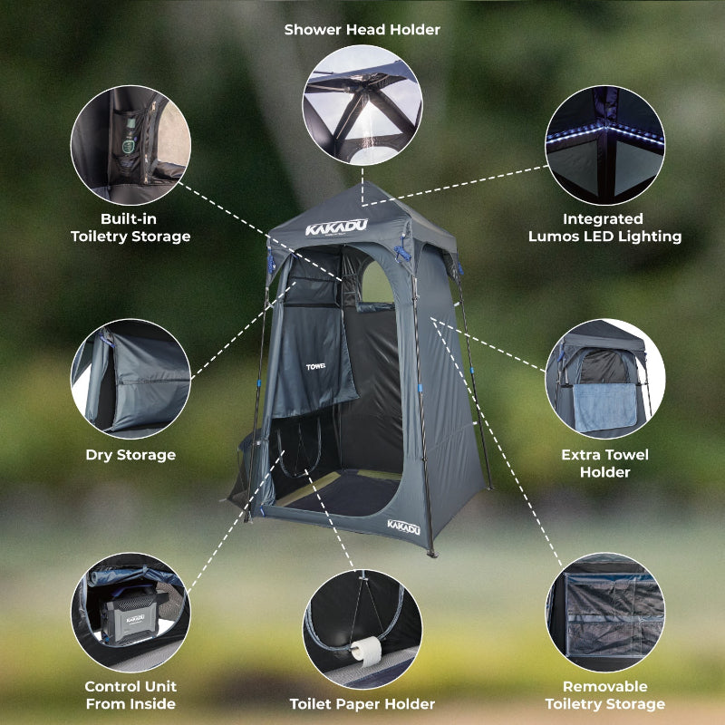 Kakadu Outback Shower Tent boasts numerous helpful features