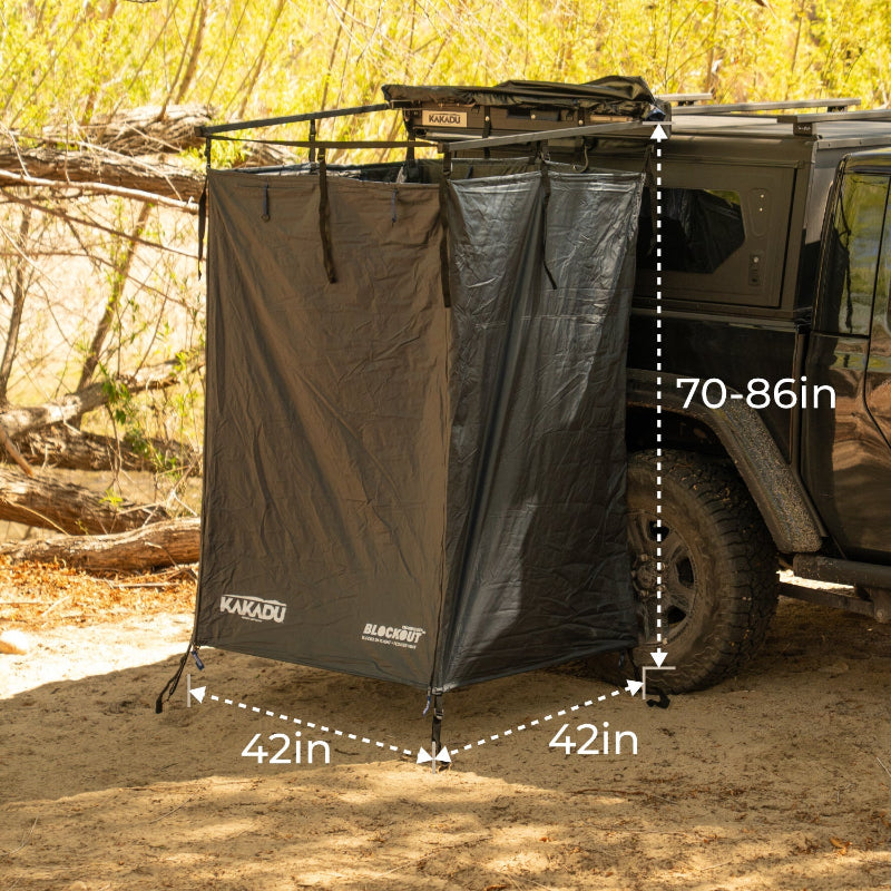 Kakadu Outback Shower Vehicle Tent features vehicle-mounted convenience and quick and easy setup