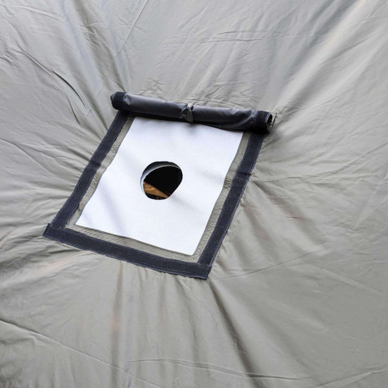 RBM Panda Air Large Forest Green features two integrated stove jack - tent and rain fly