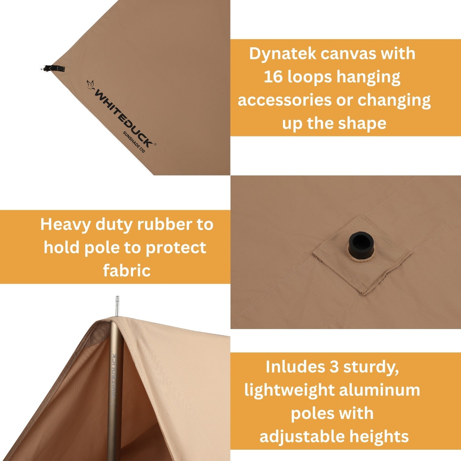 Sunshade Tarp 260 - 13' x 20' Heavy-Duty Canvas Shade for Camping