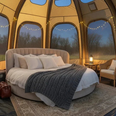 Wilderness Resource Galaxy Inflatable 13' tent, interior view of spacious interior and panoramic views