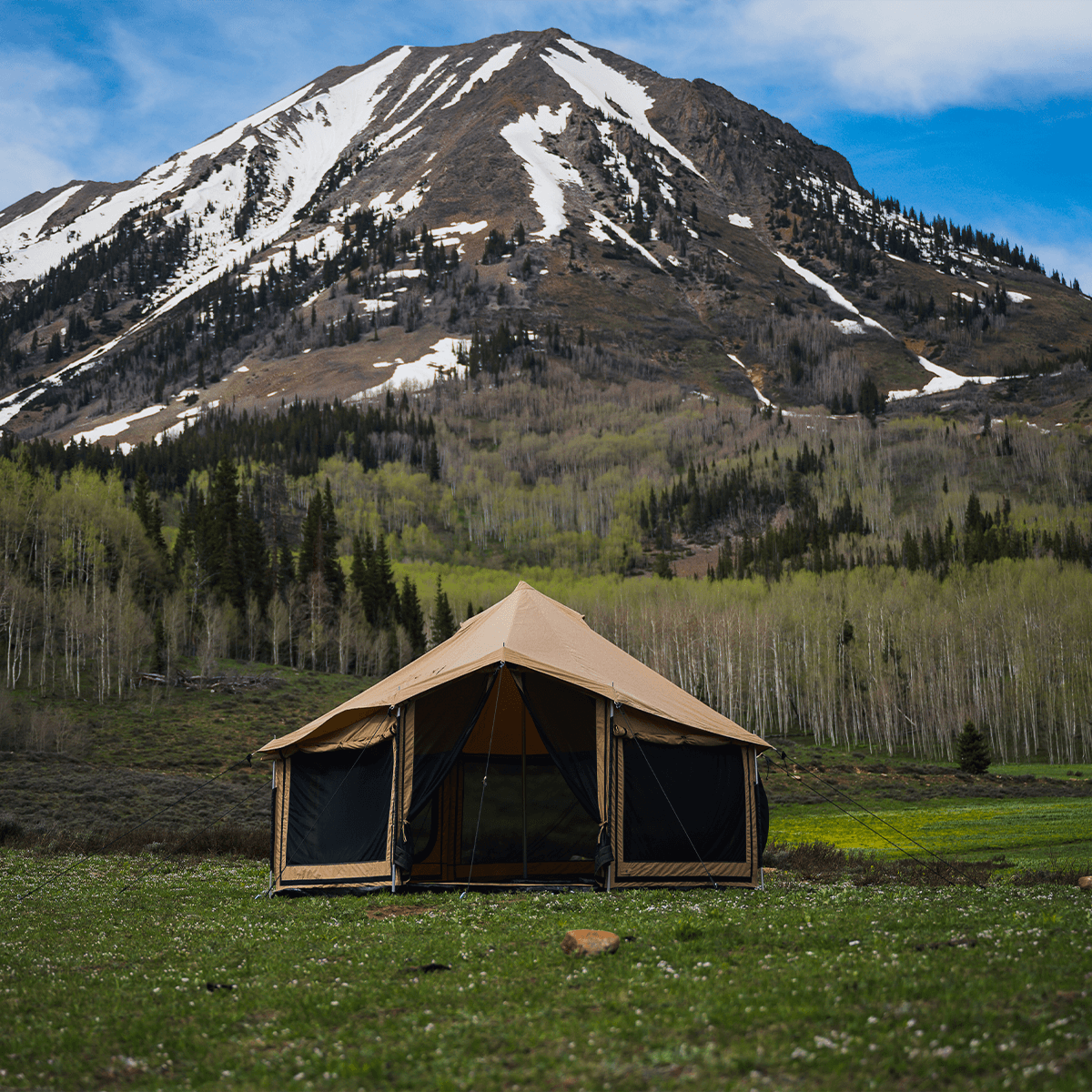 Altimus Bell Tent 14' - 4-Season Canvas Tent with Stove Jack & AC Port