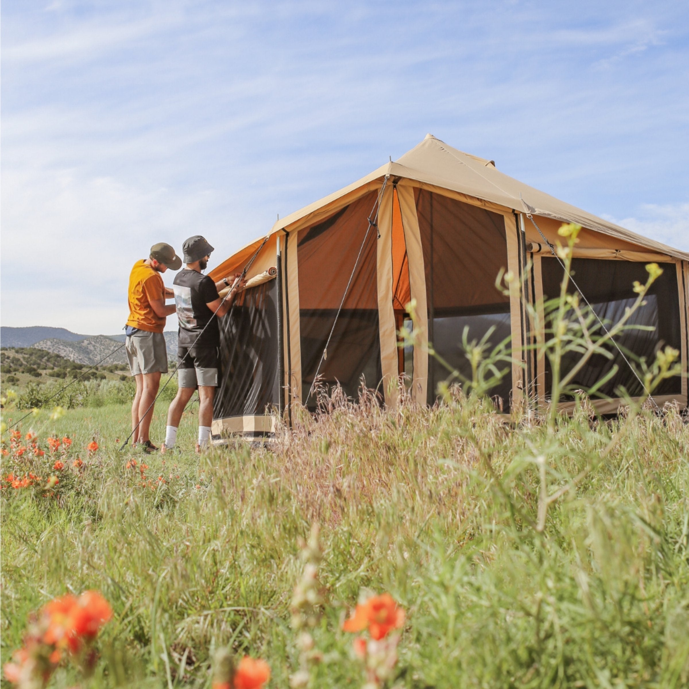Altimus Bell Tent 14' - 4-Season Canvas Tent with Stove Jack & AC Port