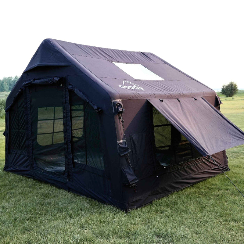 Coody 8.0 Inflatable Tent Black - Quick Setup 4-Season Camping Tent with Stove Jack