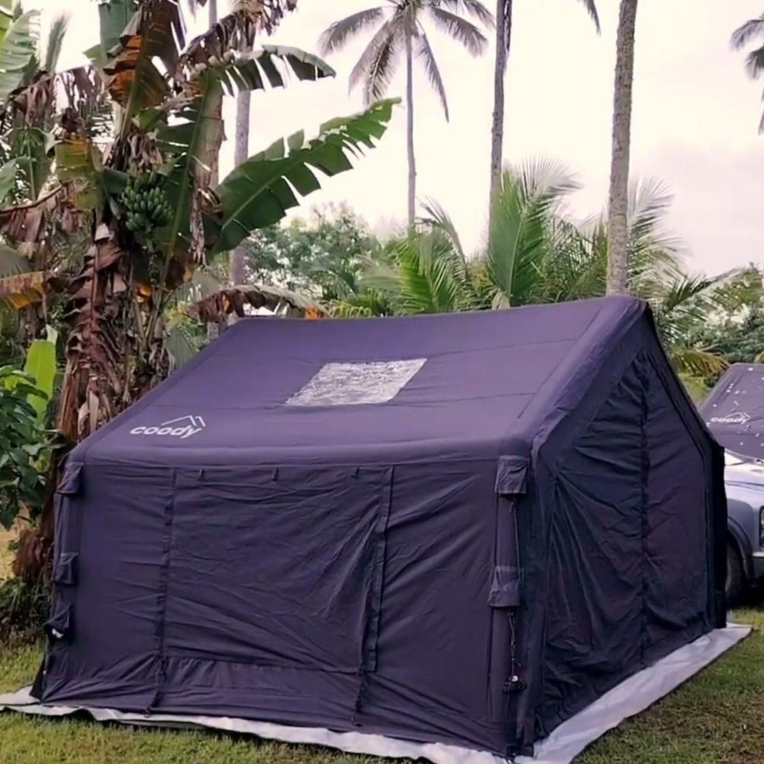 Coody 10.0 Inflatable Tent Black - Quick Setup 4-Season Camping Tent with Stove Jack