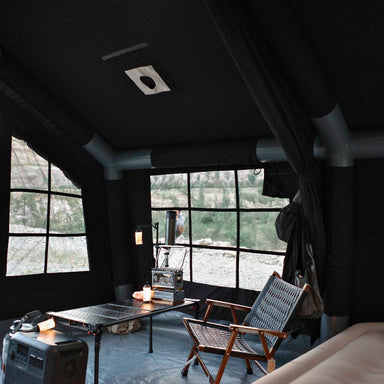 Coody 13.6 inflatable tent, spacious , cabin-style interior with built-in stove jack