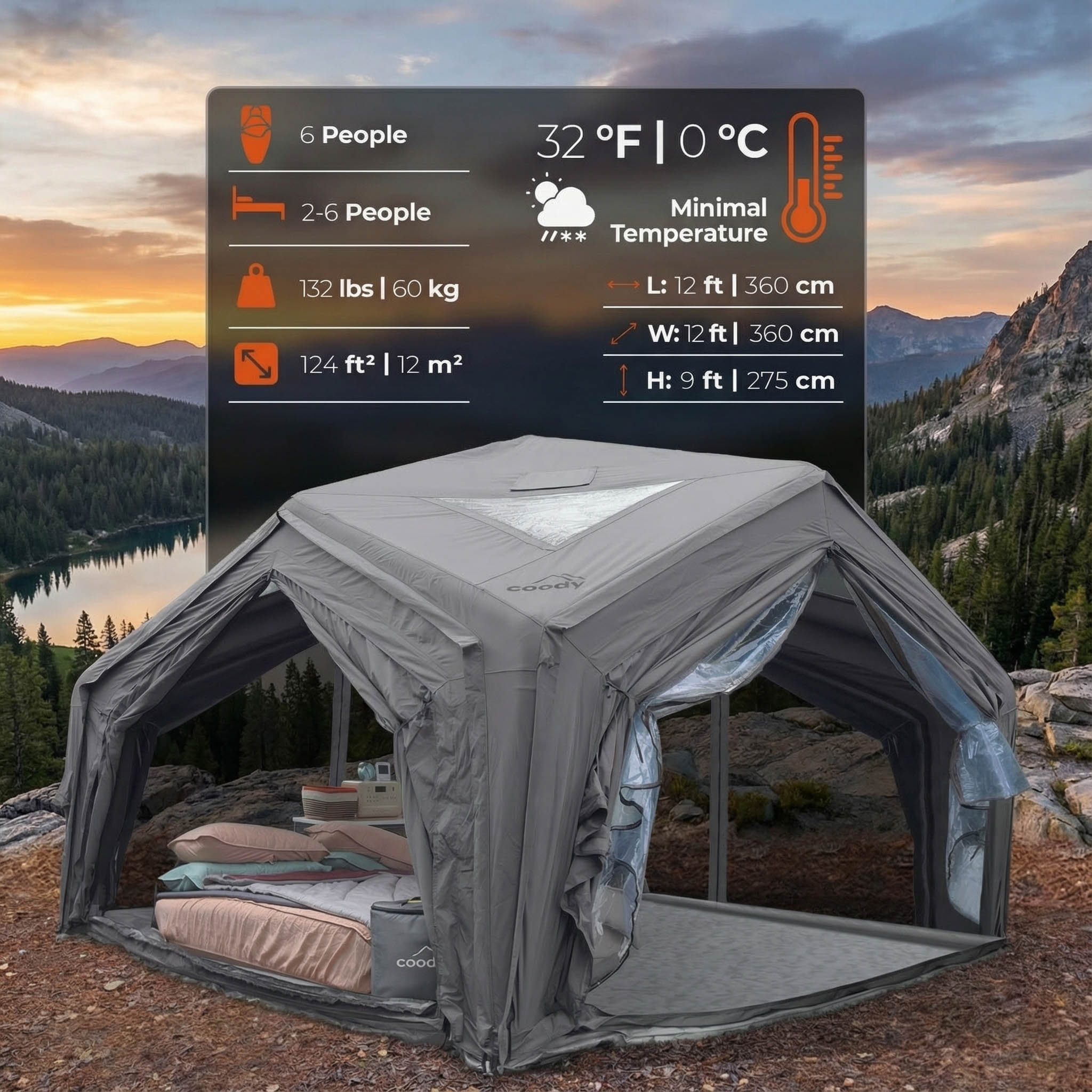 Coody Hub Shelter gray modular inflatable tent