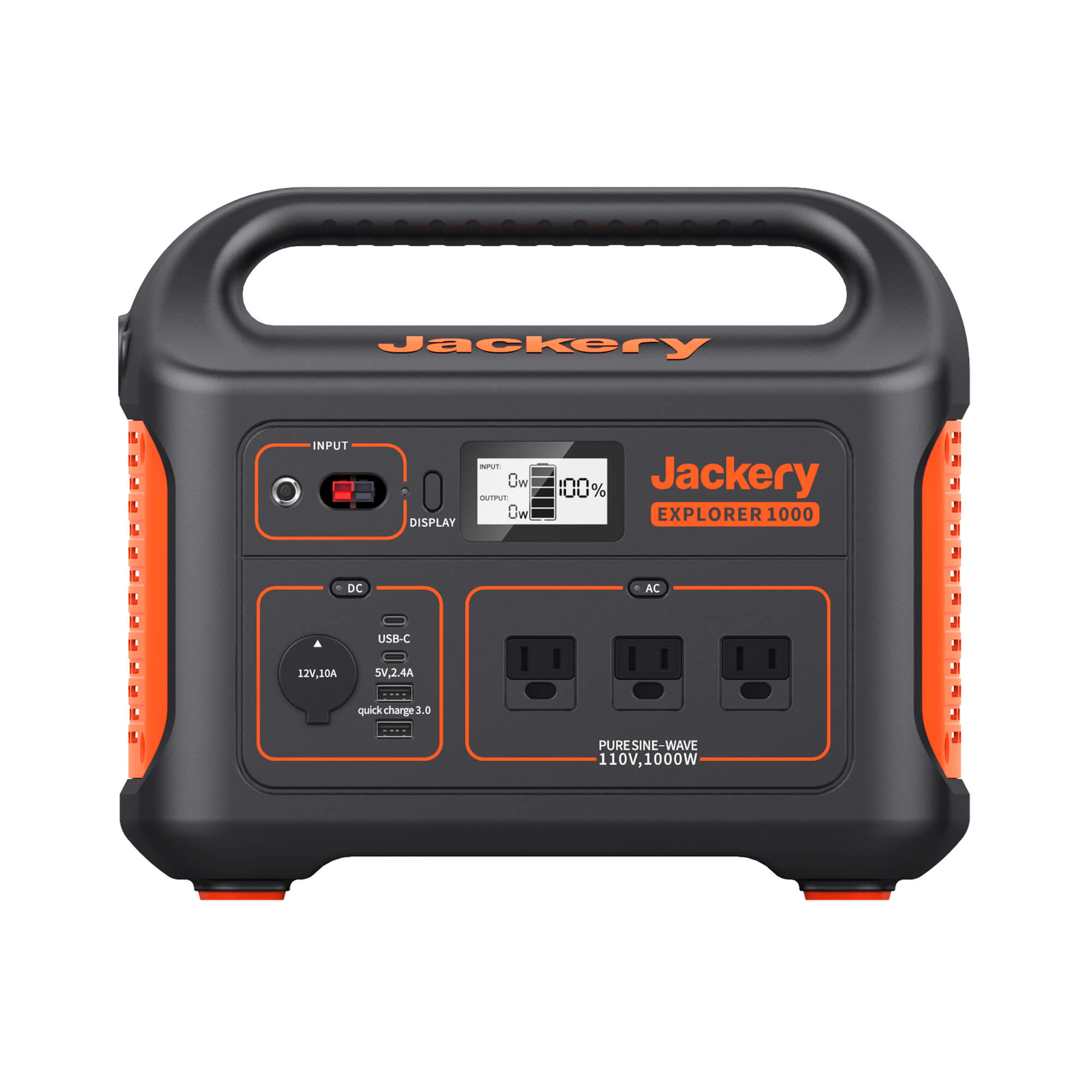 Jackery Explorer 1000 v2 portable power station, rear view, on a white background