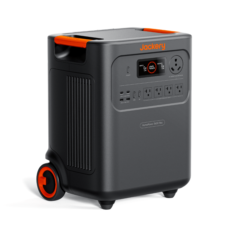 Jackery HomePower 3600 Plus side view of portable power station 6000 cycles to 70% plus capacity