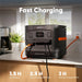 Jackery Explorer 1500 Ultra power station charging with AC, solar, and alternator cables on a kitchen counter.