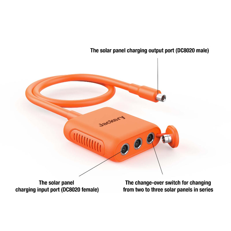 Jackery Solar Panel Connector describing input and output ports