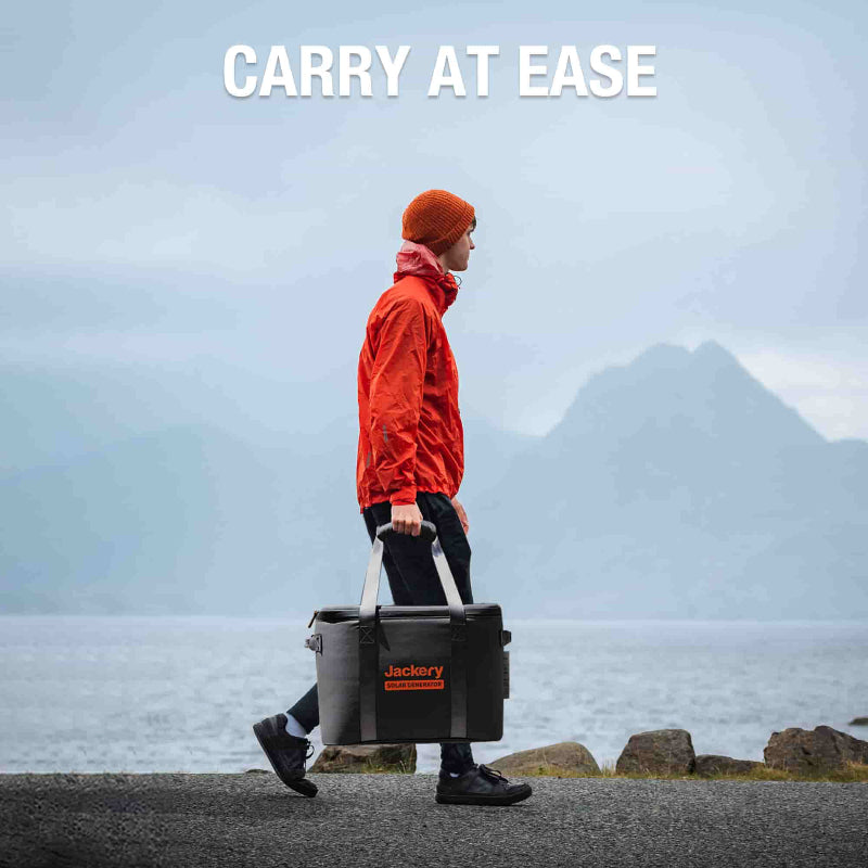 Jackery Upgraded Carrying Case medium, crafted with soft, foldable materials and double handles with adjustable straps